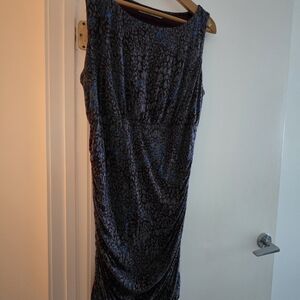 Marc New York Black and Blue Patterned Midi Dress